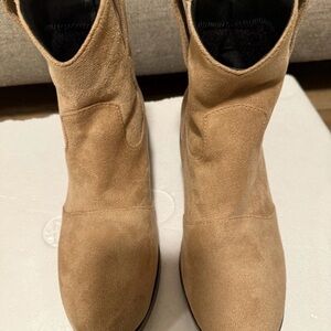 Women's Tan Suede Ankle Booties - Comfortable Everyday Style